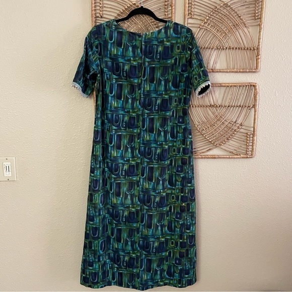 VTG Hale Muu Hawaiian Abstract Tiki Muumuu Dress Artsy 60s 70s *see msrmts - Picture 2 of 11